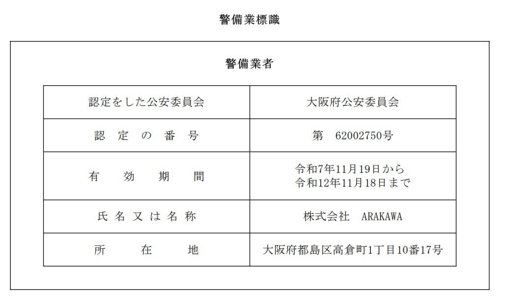 �������ARAKAWA�̌x���ƕW��